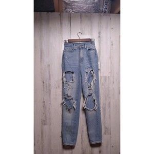 BDG Mom High Rise Womens 24 W Denim Jeans Light Wash Blue Distressed Destroyed
